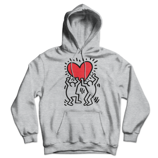 Men Holding Heart Icon, Street Art Hoodie