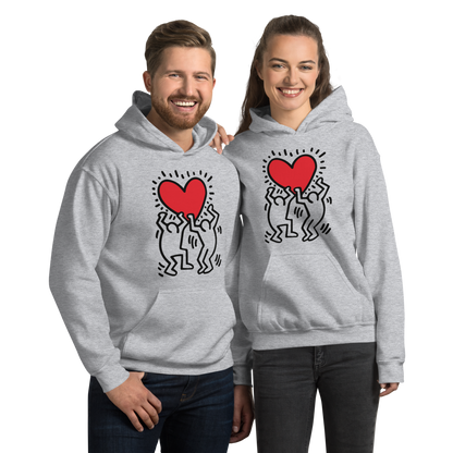 Men Holding Heart Icon, Street Art Hoodie